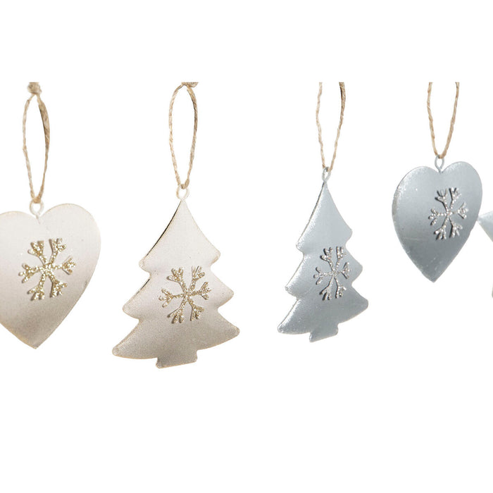 Hanging decoration DKD Home Decor White Grey Metal 7 x 2 x 7 cm (6 Pieces) (2 Units)