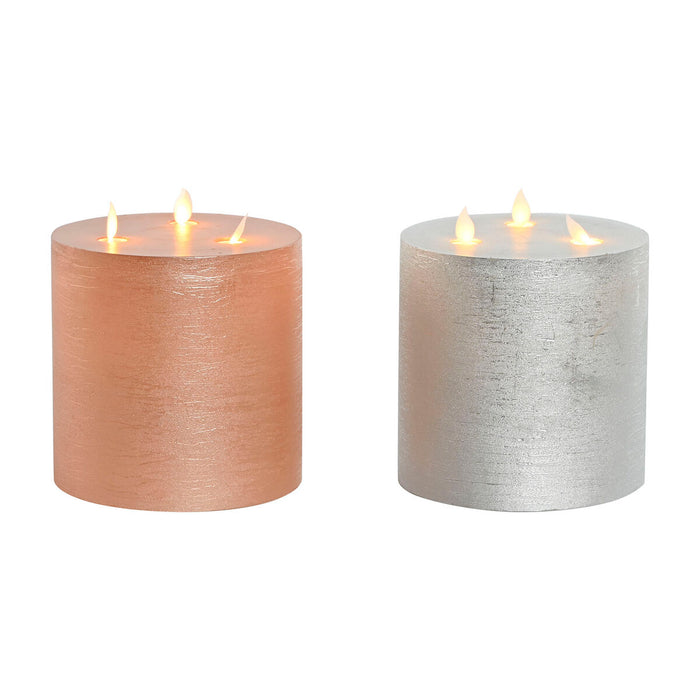 LED Candle DKD Home Decor Golden Silver 15 x 15 x 15 cm (AA) (2 Units)