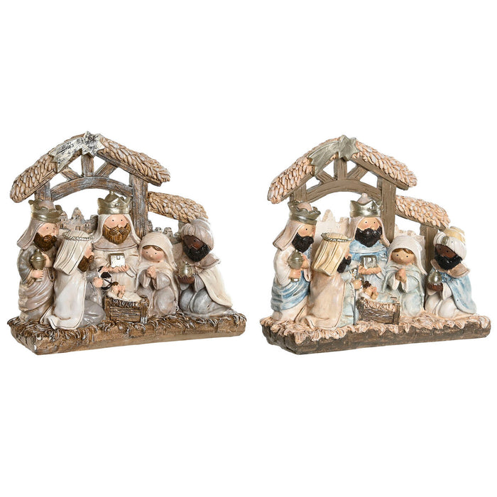 Christmas nativity set DKD Home Decor Blue White Brown Resin 20 x 7 x 17,5 cm (2 Units)