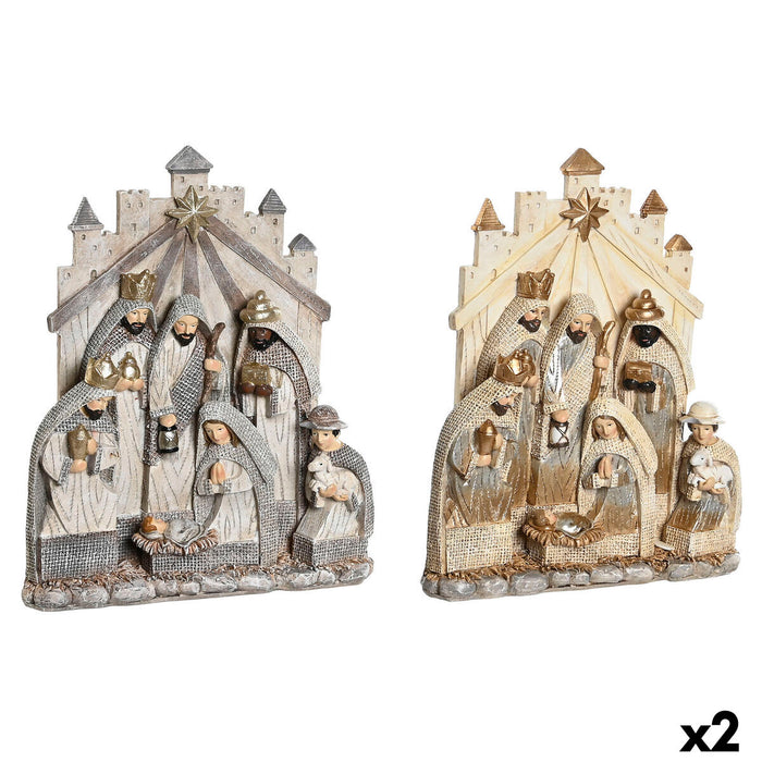 Christmas nativity set DKD Home Decor Grey Golden Resin 22 x 6 x 26 cm (2 Units)