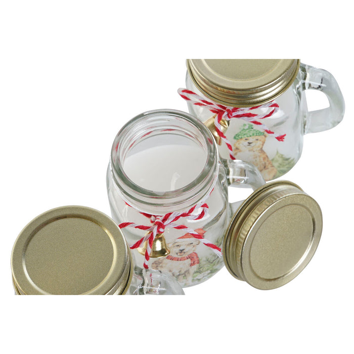 Candle DKD Home Decor White Golden Christmas 8 x 5 x 9 cm (3 Units)