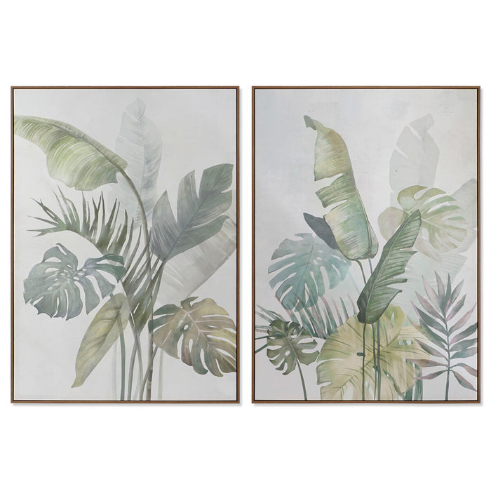 Canvas DKD Home Decor White Green Palms Tropical 100 x 4 x 140 cm (2 Units)