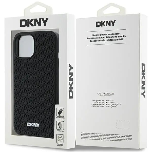 DKNY 3D Rubber Repeat Pattern case for iPhone 15/14/13 - black - Cell phone cases and covers<<<HurtelXML