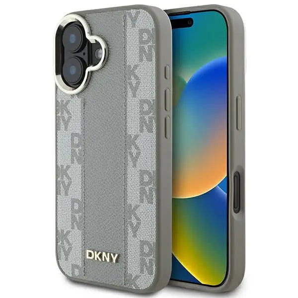 DKNY Checkered Pattern Magsafe iPhone 16 Case - Beige - Cell phone cases and covers<<<HurtelXML