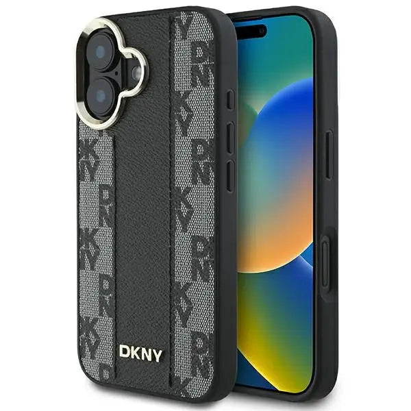 DKNY Checkered Pattern Magsafe iPhone 16 Plus Case - Black - Cell phone cases and covers<<<HurtelXML