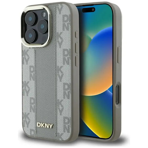 DKNY Checkered Pattern Magsafe iPhone 16 Pro Max Case - Beige - Cell phone cases and covers<<<HurtelXML