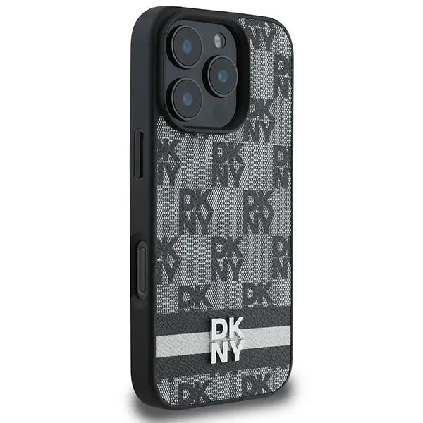 DKNY Checkered Pattern & Printed Stripes case for iPhone 16 Pro - black - Cell phone cases and covers<<<HurtelXML
