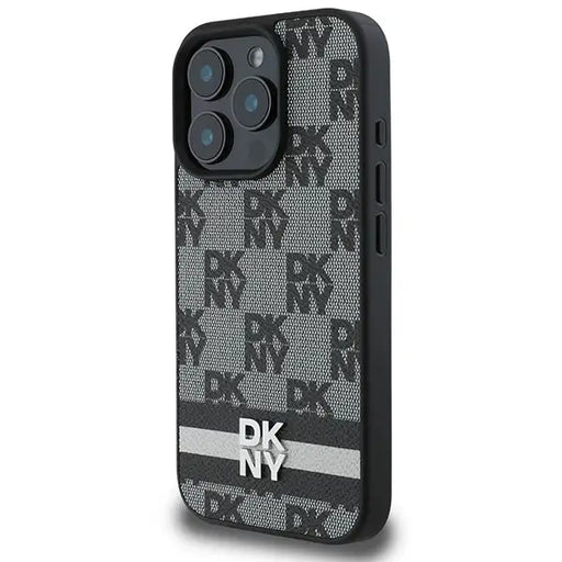 DKNY Checkered Pattern & Printed Stripes case for iPhone 16 Pro - black - Cell phone cases and covers<<<HurtelXML