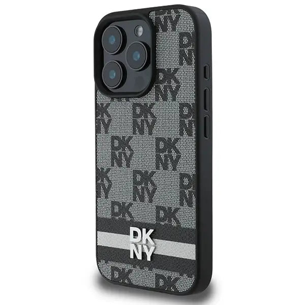 DKNY Checkered Pattern & Printed Stripes case for iPhone 16 Pro - black - Cell phone cases and covers<<<HurtelXML