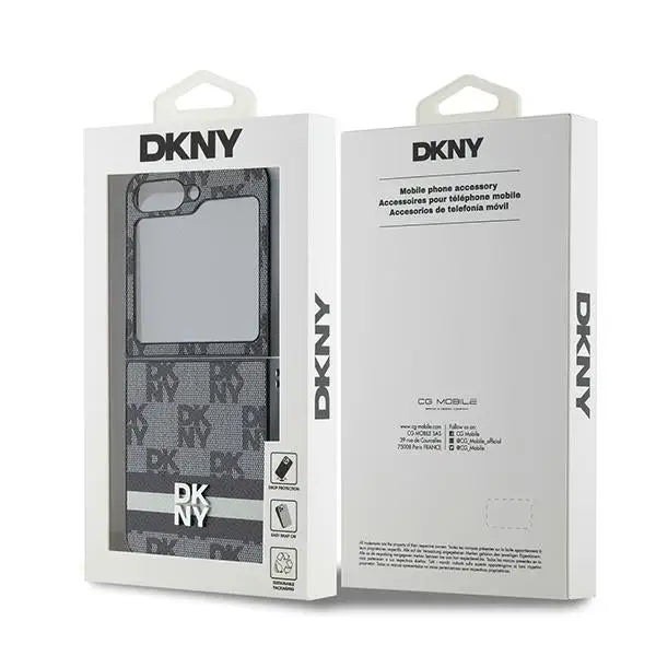 DKNY Checkered Pattern Printed Stripes case for Samsung Galaxy Z Flip 6 - black - Cell phone cases