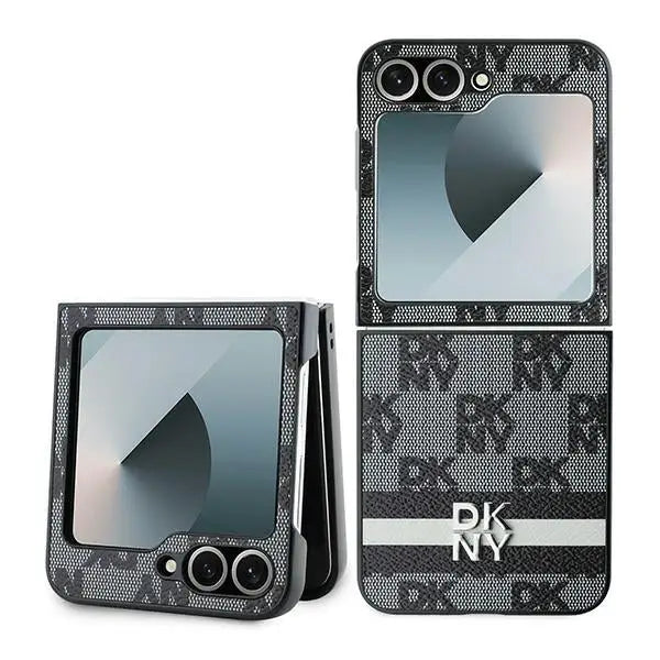 DKNY Checkered Pattern Printed Stripes case for Samsung Galaxy Z Flip 6 - black - Cell phone cases