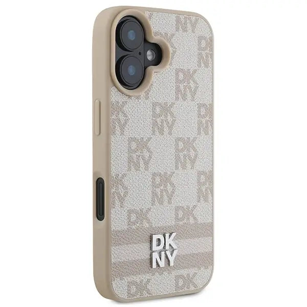 DKNY Checkered Pattern & Printed Stripes iPhone 16 Case - Pink - Cell phone cases and covers<<<HurtelXML
