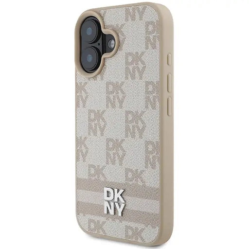 DKNY Checkered Pattern & Printed Stripes iPhone 16 Case - Pink - Cell phone cases and covers<<<HurtelXML
