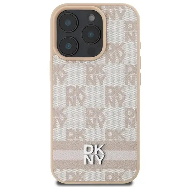 DKNY Checkered Pattern & Printed Stripes iPhone 16 Pro Max Case - Pink - Cell phone cases and covers<<<HurtelXML