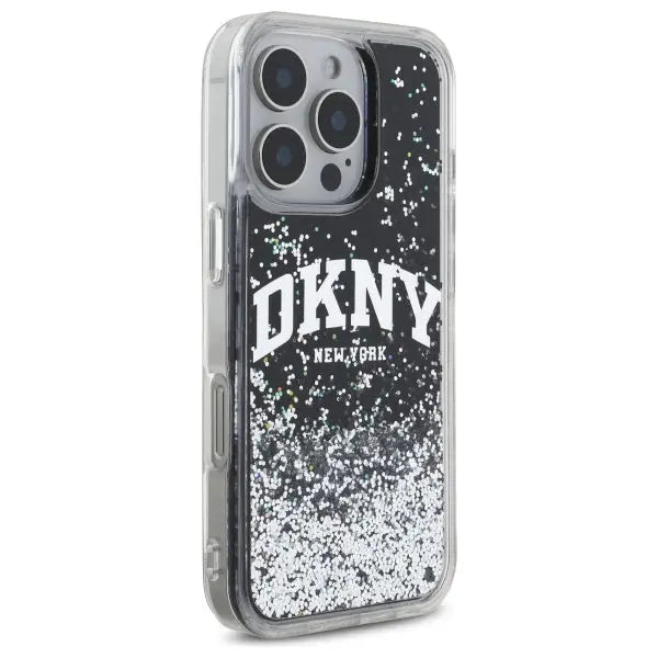 DKNY DKHCP16LLBNAEK iPhone 16 Pro 6.3’’ black/black hardcase Liquid Glitter Arch Logo - Cell phone cases