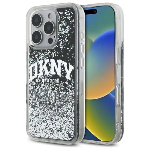 DKNY DKHCP16XLBNAEK iPhone 16 Pro Max 6.9’’ black/black hardcase Liquid Glitter Arch Logo - Cell phone cases