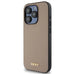 DKNY Grained Metal Logo MagSafe iPhone 15 Pro Case - Beige - Cell phone cases and covers<<<HurtelXML
