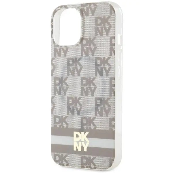 DKNY IML Checkered Mono Pattern & Printed Stripes MagSafe case for iPhone 15 / 14 / 13 - beige - Cell phone cases