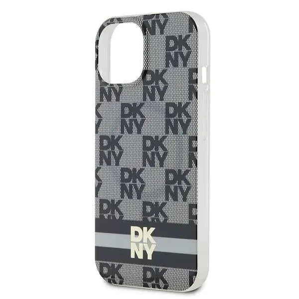 DKNY IML Checkered Mono Pattern & Printed Stripes MagSafe Case for iPhone 15/14/13 - Black - Cell phone cases