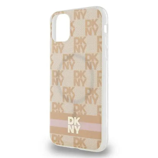 DKNY IML Checkered Mono Pattern & Printed Stripes MagSafe case for iPhone 11 / Xr - pink - Cell phone cases