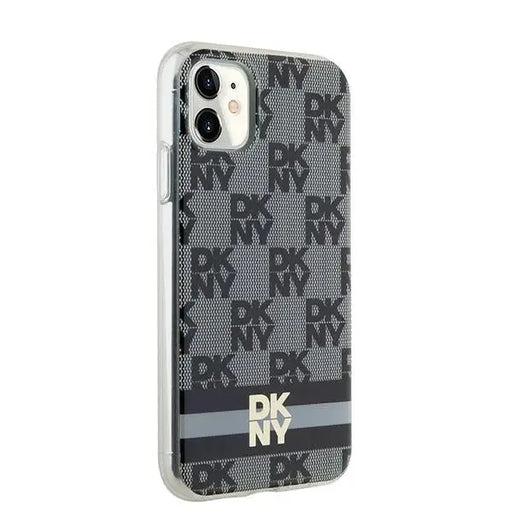 DKNY IML Checkered Mono Pattern & Printed Stripes MagSafe Case for iPhone 11 / Xr - Black - Cell phone cases
