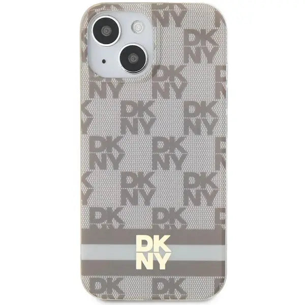DKNY IML Checkered Mono Pattern & Printed Stripes MagSafe case for iPhone 15 / 14 / 13 - beige - Cell phone cases