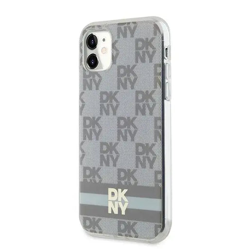 DKNY IML Checkered Mono Pattern & Printed Stripes MagSafe case for iPhone 11 / Xr - beige - Cell phone cases