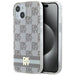 DKNY IML Checkered Mono Pattern & Printed Stripes MagSafe Case for iPhone 15 Plus / 14 Plus - Beige - Cell phone cases