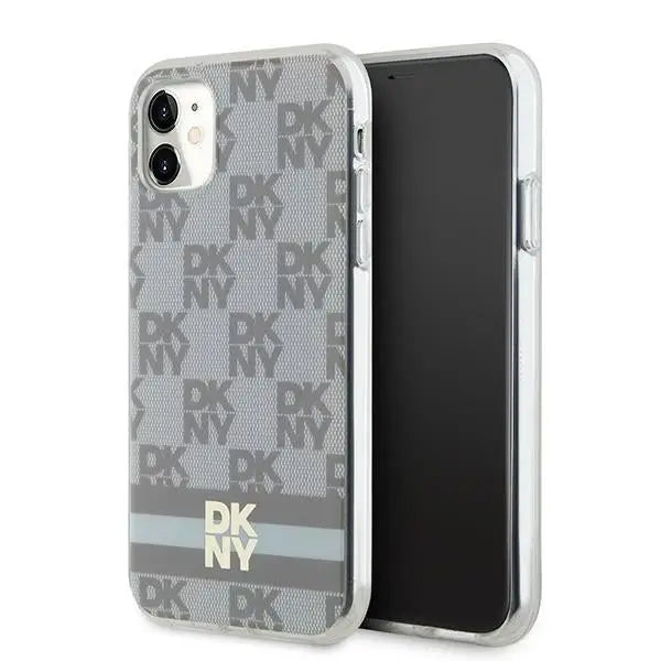 DKNY IML Checkered Mono Pattern & Printed Stripes MagSafe case for iPhone 11 / Xr - beige - Cell phone cases