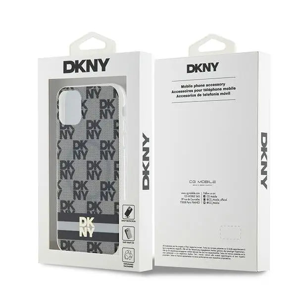 DKNY IML Checkered Mono Pattern & Printed Stripes MagSafe Case for iPhone 11 / Xr - Black - Cell phone cases