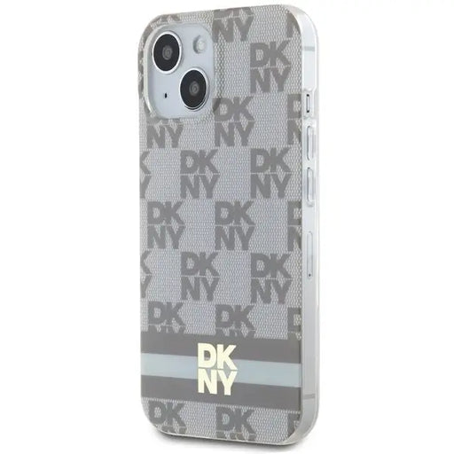 DKNY IML Checkered Mono Pattern & Printed Stripes MagSafe case for iPhone 15 / 14 / 13 - beige - Cell phone cases