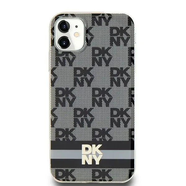 DKNY IML Checkered Mono Pattern & Printed Stripes MagSafe Case for iPhone 11 / Xr - Black - Cell phone cases