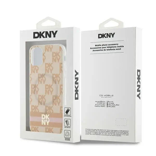 DKNY IML Checkered Mono Pattern & Printed Stripes MagSafe case for iPhone 11 / Xr - pink - Cell phone cases