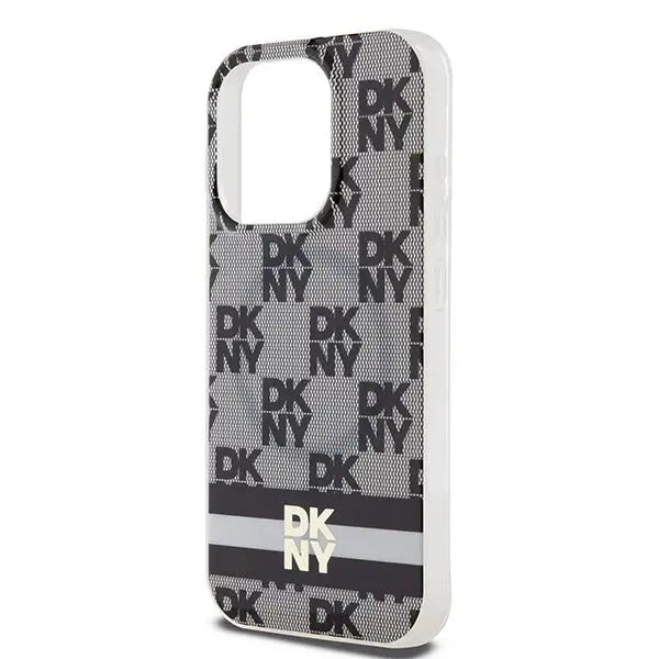 DKNY IML Checkered Mono Pattern & Printed Stripes MagSafe Case for iPhone 13 Pro Max - Black - Cell phone cases