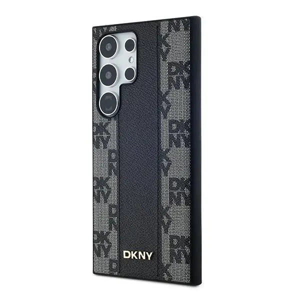 DKNY Leather Checkered Mono Pattern MagSafe Case for Samsung Galaxy S24 Ultra - Black - Cell phone cases