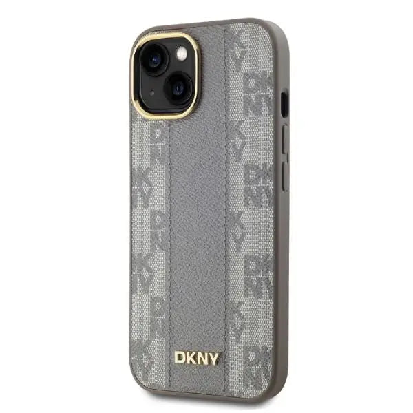 DKNY Leather Checkered Mono Pattern MagSafe iPhone 14 Case - Beige - Cell phone cases and covers<<<HurtelXML