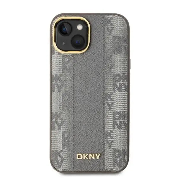 DKNY Leather Checkered Mono Pattern MagSafe iPhone 14 Case - Beige - Cell phone cases and covers<<<HurtelXML