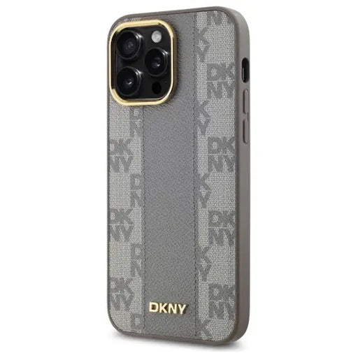 DKNY Leather Checkered Mono Pattern MagSafe iPhone 14 Pro Max Case - Beige - Cell phone cases and covers<<<HurtelXML