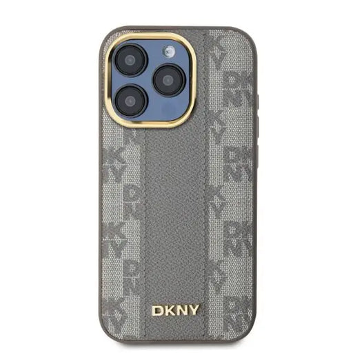 DKNY Leather Checkered Mono Pattern MagSafe iPhone 15 Pro Max Case - Beige - Cell phone cases and covers<<<HurtelXML