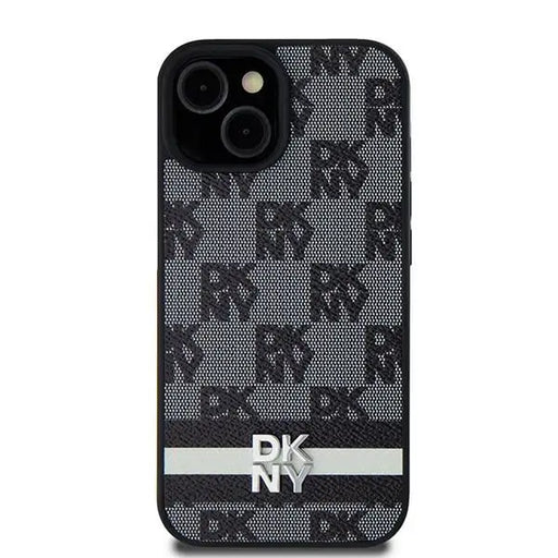 DKNY Leather Checkered Mono Pattern & Printed Stripes case for Samsung Galaxy S24+ - black - Cell phone cases