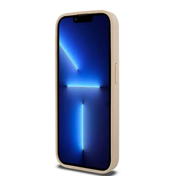 DKNY Leather Checkered Mono Pattern & Printed Stripes case for iPhone 15 Pro Max - pink - Cell phone cases