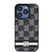 DKNY Leather Checkered Mono Pattern & Printed Stripes Case for iPhone 15 Pro Max - Black - Cell phone cases