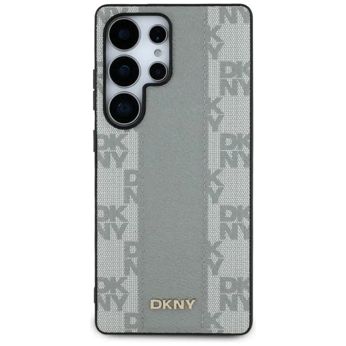 DKNY Leather Checkered Pattern MagSafe Case for Samsung Galaxy S25 Ultra - Gray - Cell phone cases
