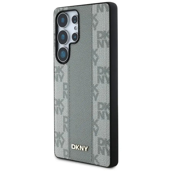 DKNY Leather Checkered Pattern MagSafe Case for Samsung Galaxy S25 Ultra - Gray - Cell phone cases