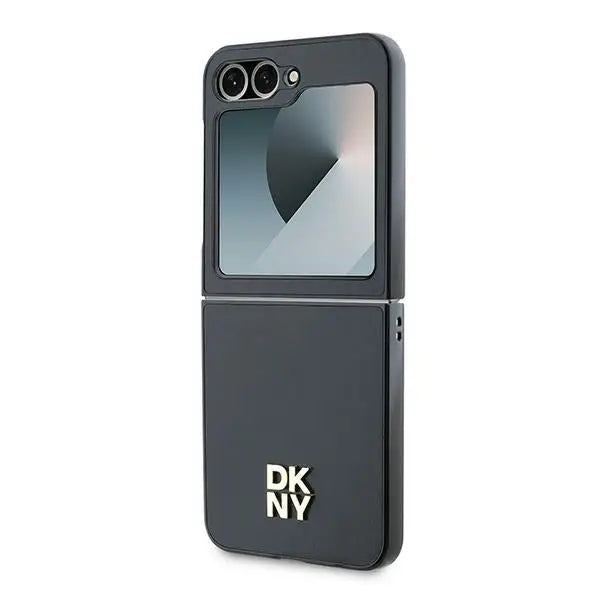 DKNY Leather Metal Stack Logo Case for Samsung Galaxy Z Flip 6 - Black - Cell phone cases and covers<<<HurtelXML