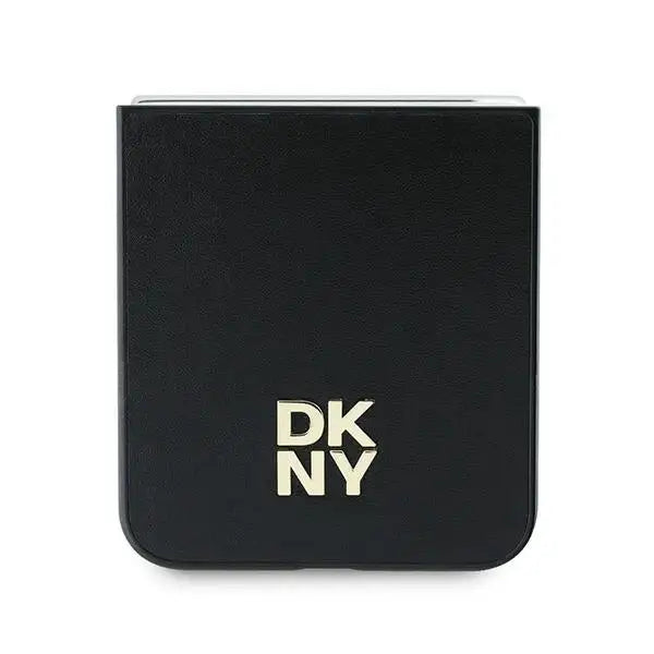 DKNY Leather Metal Stack Logo Case for Samsung Galaxy Z Flip 6 - Black - Cell phone cases and covers<<<HurtelXML