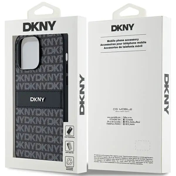 DKNY Leather Mono Stripe & Metal Logo case for iPhone 14 Pro - black - Cell phone cases and covers<<<HurtelXML