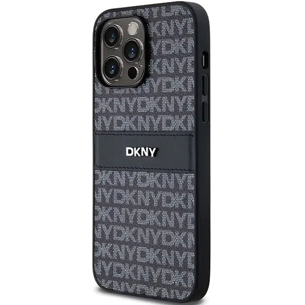 DKNY Leather Mono Stripe & Metal Logo case for iPhone 14 Pro - black - Cell phone cases and covers<<<HurtelXML
