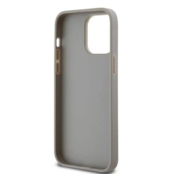 DKNY Leather Mono Stripe & Metal Logo case for iPhone 14 Pro Max - beige - Cell phone cases and covers<<<HurtelXML