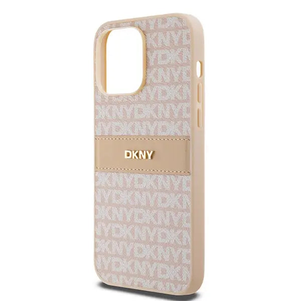 DKNY Leather Mono Stripe & Metal Logo case for iPhone 14 Pro - pink - Cell phone cases and covers<<<HurtelXML